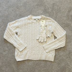 Cynthia Rowley White Pearl Sweater & Gloves